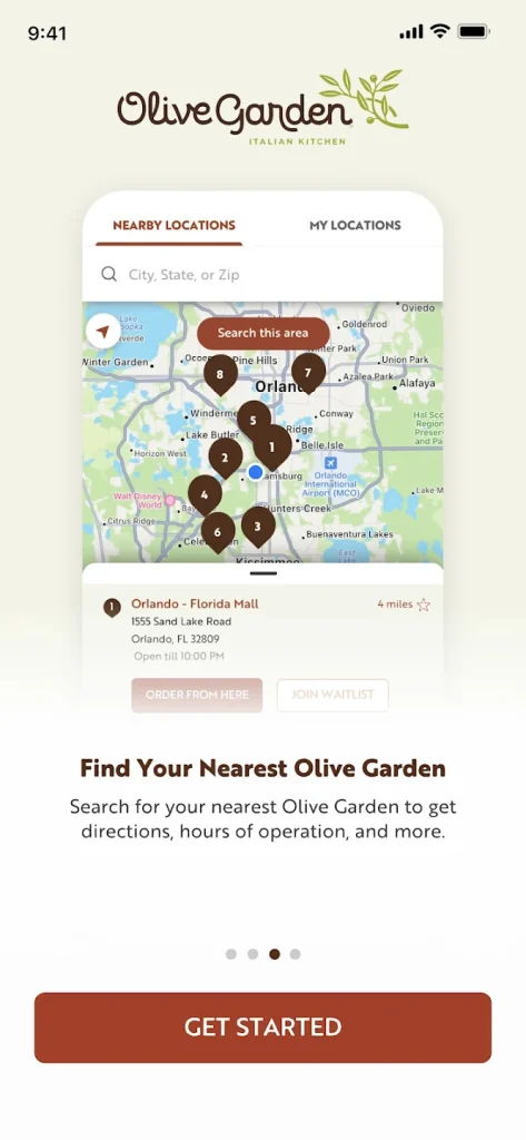 Olive garden mobile application