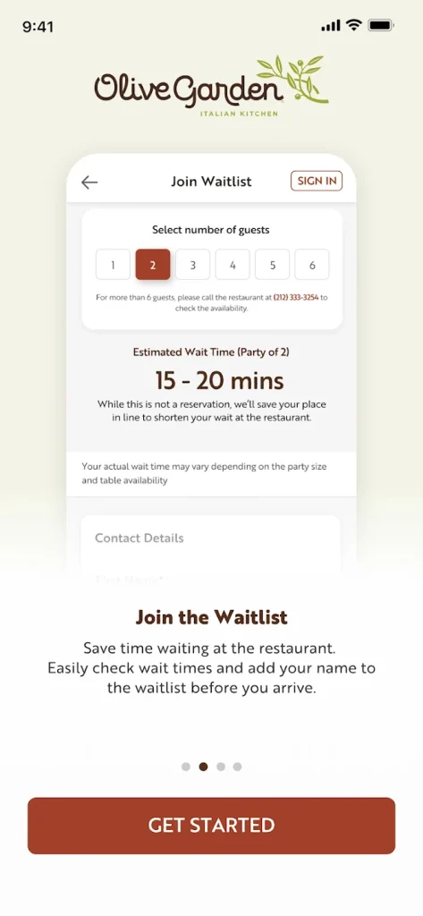 olive garden mobile app
