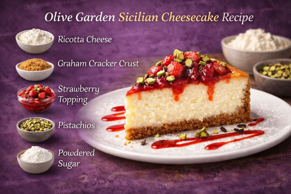 Olive Garden Sicilian Cheesecake with Price & Nutrition Facts 2 Olive Garden Sicilian Cheesecake Recipe